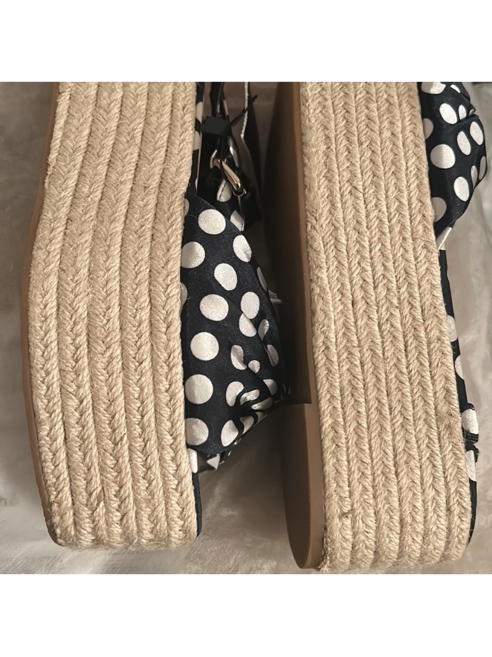 Zara Black Polka Dot Platform Espadrille Sandals - Picture 9 of 9